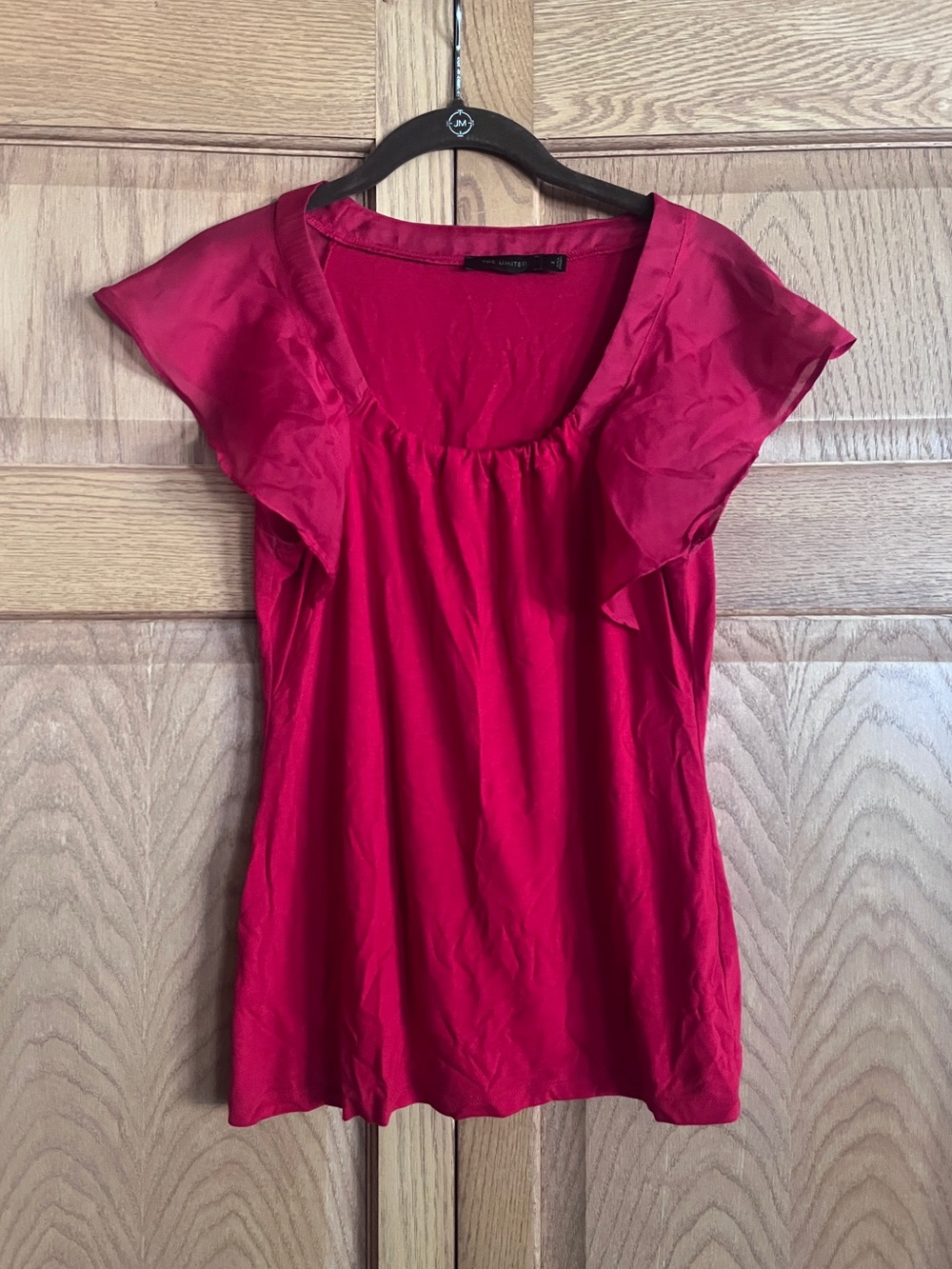 The Limited Red Scoop Neck Flutter Sleeve Top - Picture 1 of 3